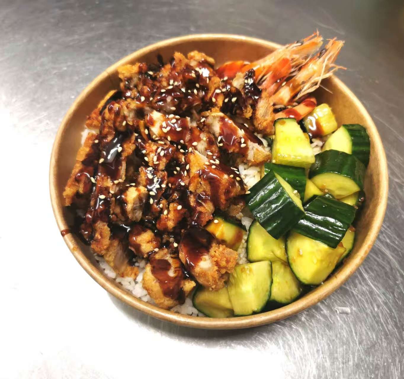 Hähnchenkeulesteak Teriyakigeschmack + 2 Shrimps